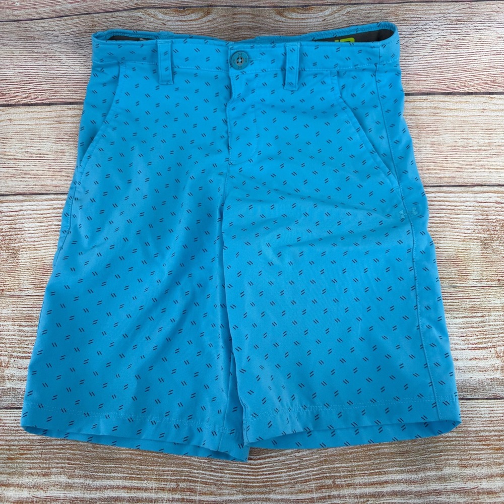Under Armour Boys Blue Dash Print HeatGear Golf Shorts Size‎ Youth Medium YMD